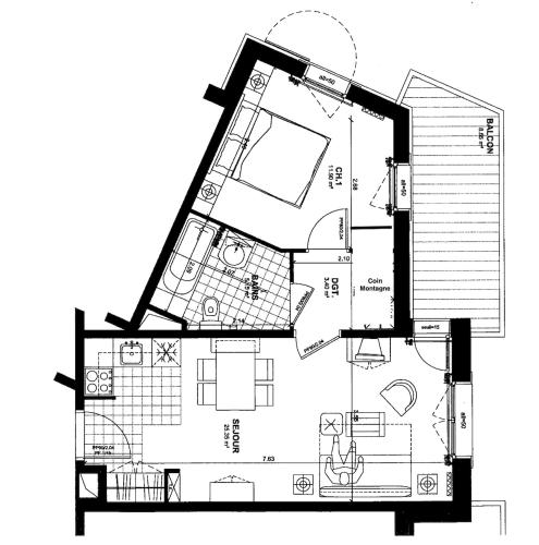 Pelan lantai bagi Arc 1950 - Appartement 2 chambres - Ski-in & out - Grande Terrasse Ensoleillée