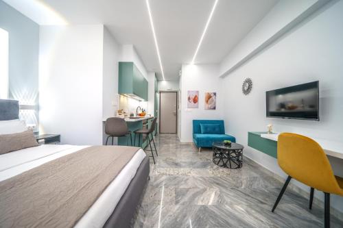 Postel nebo postele na pokoji v ubytování Amelia luxury Suites