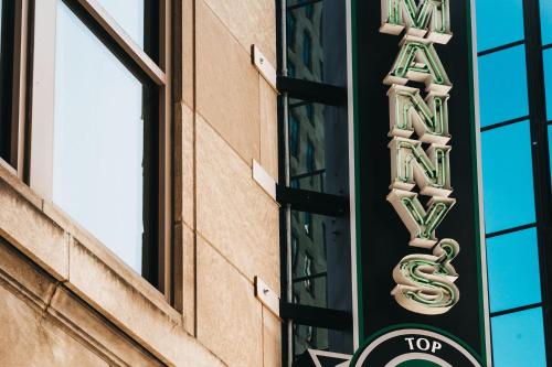 a top sign on the side of a building at W Minneapolis - The Foshay in Minneapolis