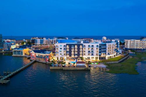 an aerial view of a city next to the water at Aloft Ocean City in Ocean City