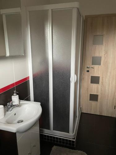 Koupelna v ubytování Sladký apartmán