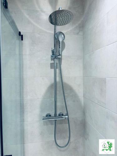 a shower with a shower head in a bathroom at Bilbao La Vieja Arena WIFI in Bilbao