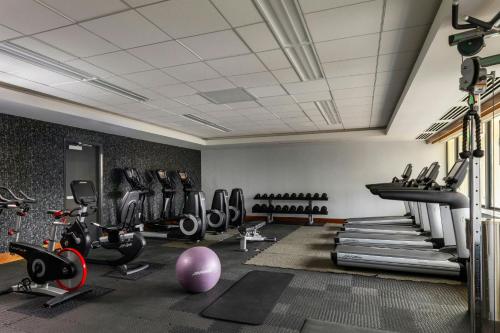 a gym with treadmills and exercise equipment in a room at Le Meridien Houston Downtown in Houston