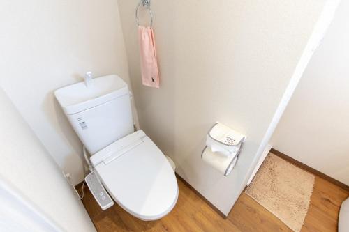 a bathroom with a white toilet in a room at 所沢駅徒歩10分の閑静なワンルーム ベルーナドーム 東京 川越観光拠点に コンビニ徒歩3分 in Tokorozawa