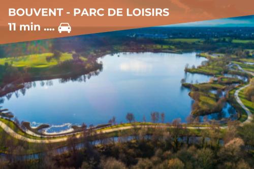 a poster for a park dmg lodges with a lake at Tournette -6 pers - Hyper Centre - WIFI in Bourg-en-Bresse