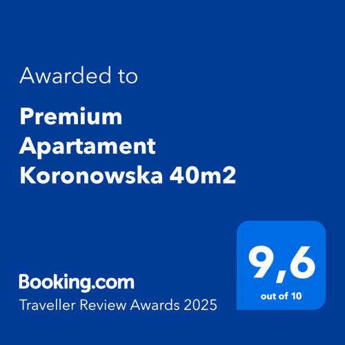 a screenshot of a phone with the text awarded to regimen apartment istg koranavascript at Premium Apartament Koronowska 40m2 in Bydgoszcz