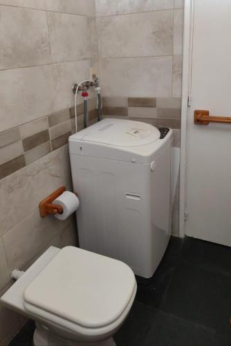 a bathroom with a white toilet and a sink at Edificio céntrico en el Este, Torre Gorlero in Punta del Este