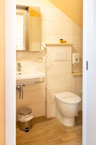 a bathroom with a toilet and a sink at Affittacamere Il Tiro a Segno in Norcia