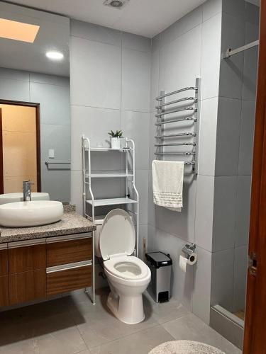 a bathroom with a toilet and a sink at La Paz Department VIP in La Paz