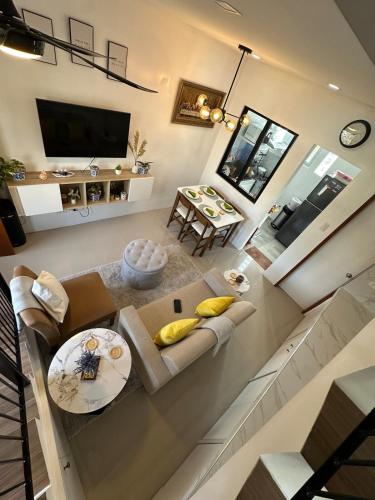 an overhead view of a living room with a couch at Casa Bella in Baclayon