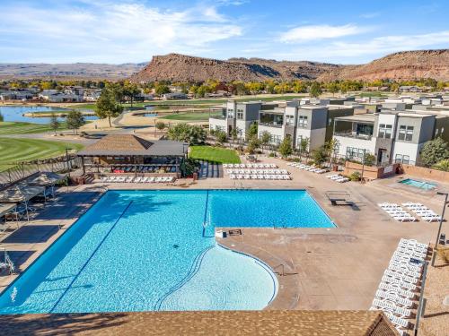 an overhead view of a pool at a resort at Villa #15 at Bloomington Country Club Dog-Friendly townhouse in St. George