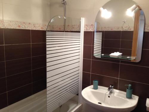 a bathroom with a sink and a mirror at Apartamento en la Sierra in Arenas de San Pedro