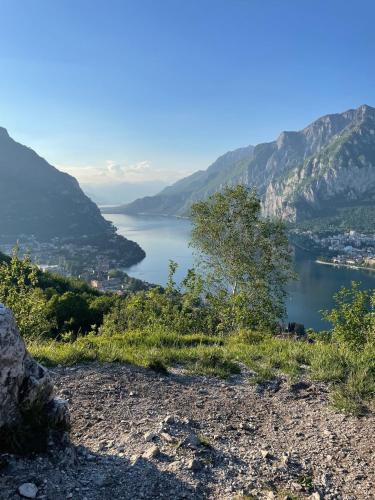 a view of a body of water with mountains at Casa RESEGONE in Malgrate