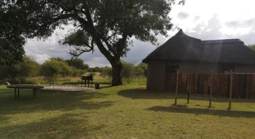 a park with two picnic tables and a tree at Ebenhaeser overnight accomodation in Bela-Bela