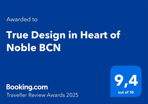 a blue sign with the words true design in heart of noda bcm at True Design in Heart of Noble BCN in Barcelona