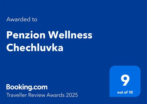 Certifikát, hodnocení, plakát nebo jiný dokument vystavený v ubytování Penzion Wellness Chechluvka