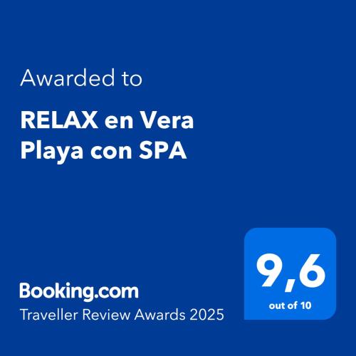 a screenshot of a cell phone with the text awarded to relaxen verga pizza at RELAX en Vera Playa con SPA in Vera