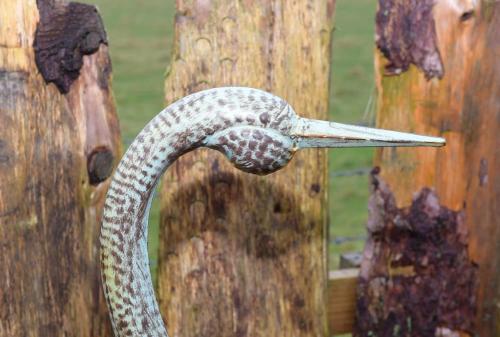 a bird is attached to a wooden pole at The Galloway Steading - The Herons Nest, secure garden and with Hot Tub and Fire Pit in Glenluce