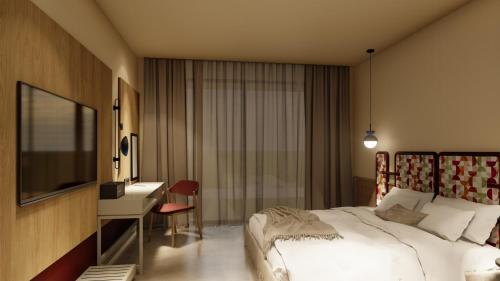 Una cama o camas en una habitación de Paralos Rodos Lifestyle