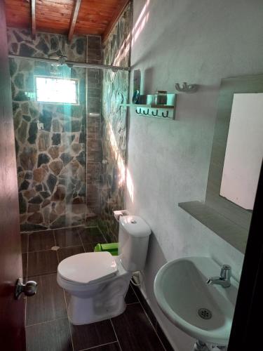 a bathroom with a toilet and a sink at EpicBK Casa Campestre en San Pedro Antioquia in Zatra Tobón