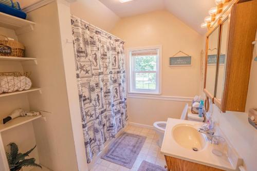 une salle de bain avec douche et lavabo dans l'établissement BnBs Dog Friendly Cottage, à Lewes
