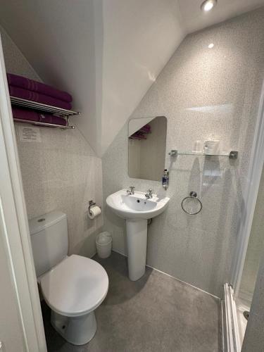 a small bathroom with a toilet and a sink at The Chocolate Box Guest House in Bournemouth