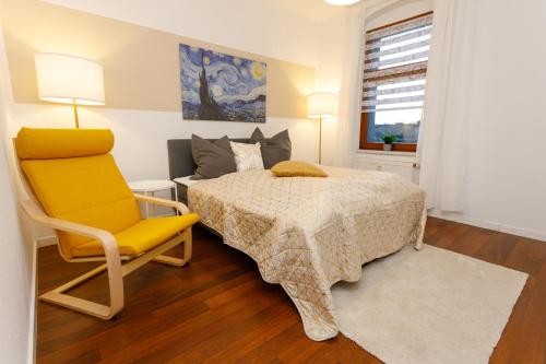 Postel nebo postele na pokoji v ubytování FullHouse - Chemnitz - M45 Apartments