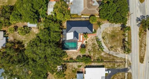 an overhead view of a house with a pool at St Pete heated pool hot tub 5 min to the beach in St Petersburg