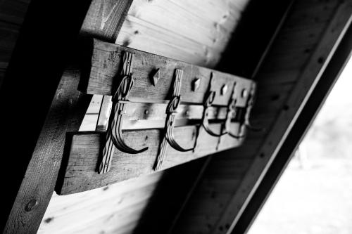 a close up of a wooden shelf in a building at Cabana Arunia in Buninginea