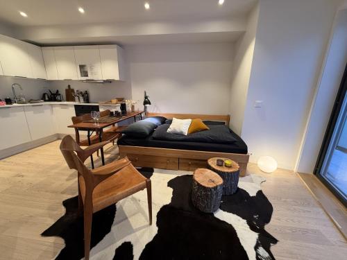 Kuchyň nebo kuchyňský kout v ubytování Tromso city center ocean view