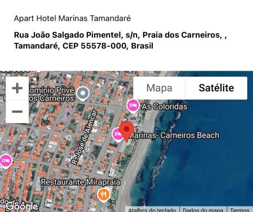 a screenshot of a cell phone with a map at Apart Hotel Marinas Tamandaré in Tamandaré