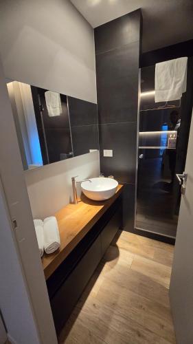 a bathroom with a sink and a shower at Case Vacanze 106 Maison De Charme in Giovinazzo