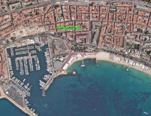 une carte d'une ville avec port et eau dans l'établissement Charlotte by Terry's Homes, à Cannes