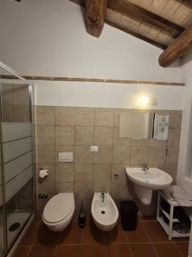 a bathroom with a toilet and a sink at Casale Delle Stelle in Castello delle Forme