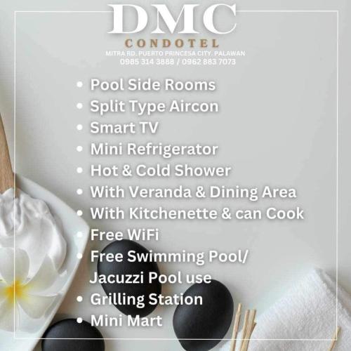 a poster of a dmc product with a white flower at DMC Condotel in Puerto Princesa City