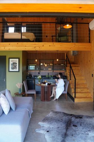 Khu vực ghế ngồi tại Villa Alpina - Cabanas Conceito - Vale dos Vinhedos