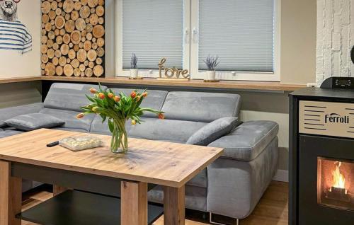a living room with a couch and a table at 4 Bedroom Gorgeous Home In Ostroda in Ostróda