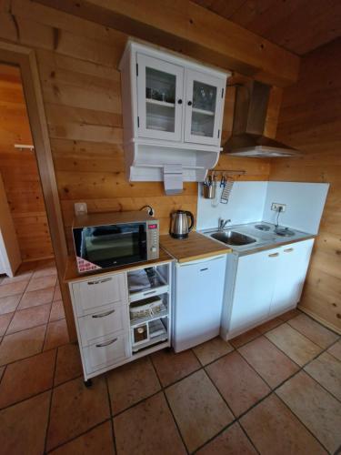 Η κουζίνα ή μικρή κουζίνα στο Studio im Blockhaus am Chiemsee