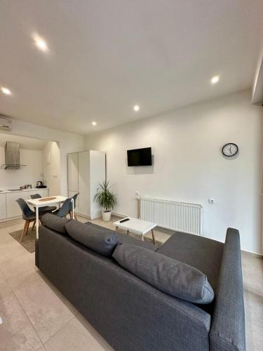 a living room with a couch and a table at Skopje Home 19 in Skopje