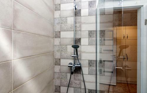 a shower with a glass door in a bathroom at Beautiful Villa Zman near sea in Dugi Otok in Žman