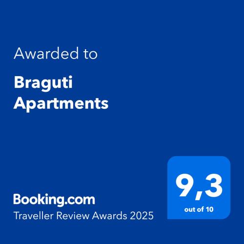 a blue text box with the words upgraded to branchgart apartments at Braguti Apartments in Romano di Lombardia