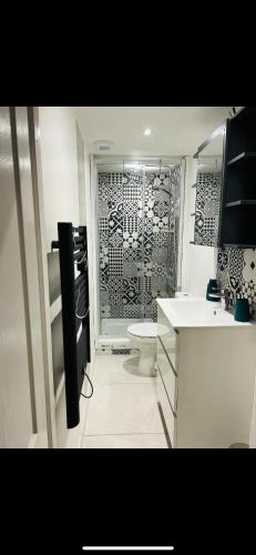 une salle de bain avec une douche, des toilettes et un lavabo dans l'établissement L'escale Nantaise - Gare de Nantes - WIFI, à Nantes