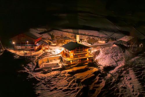 an aerial view of a resort at night at Zottlhoamat in Matrei in Osttirol