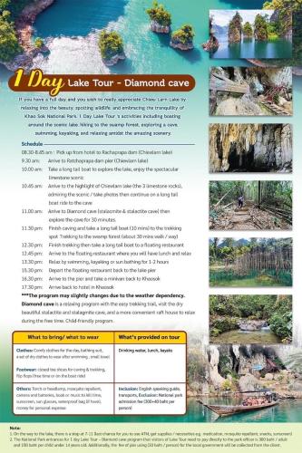 a brochure for a day lake tour diamond cove and a river at Toh Tao Homestay in Ban Pak Suat