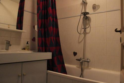 une salle de bain avec douche et lavabo dans l'établissement Appt 2 pièces ILE DE RE IDR400-002, à Saint-Martin-de-Ré