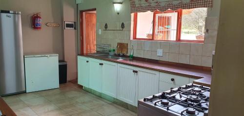 a kitchen with a sink and a stove top oven at Riverside Manor in Nottingham Road