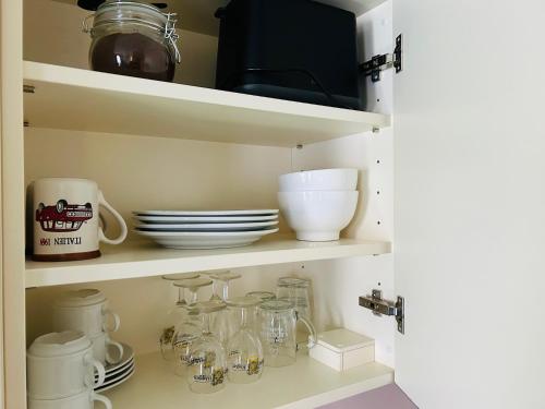 Kuchyň nebo kuchyňský kout v ubytování Das WALDFRIEDE Appartement