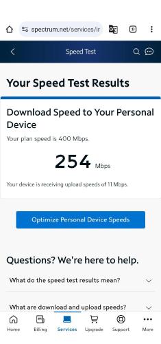 a screenshot of the speed test results page on a website at Explore New York from Queens in Queens
