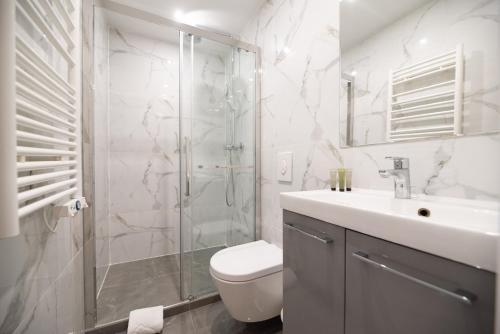 une salle de bain avec une douche, des toilettes et un lavabo dans l'établissement CIA - Bastille Coziness, à Paris