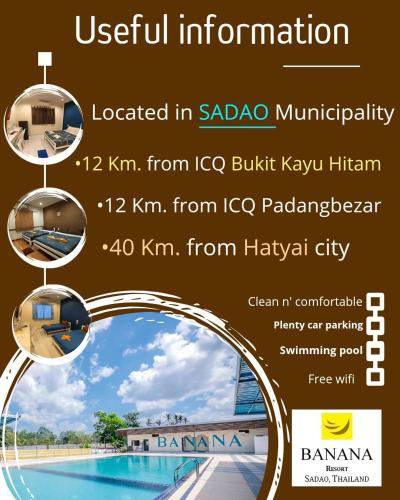 a flyer for a resort in ayoda with a picture of a pool at Banana Resort Sadao in Sadao